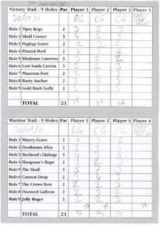  The Scorecard from our revisit to the two Adventure Golf courses at Treasure Island