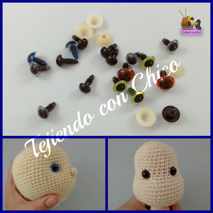 Ojos de seguridad para Amigurumi Crochet 30 piezas de 0.630-0.945 in, ojos  de plástico negro grandes de seguridad, ojos de animales de peluche, ojos