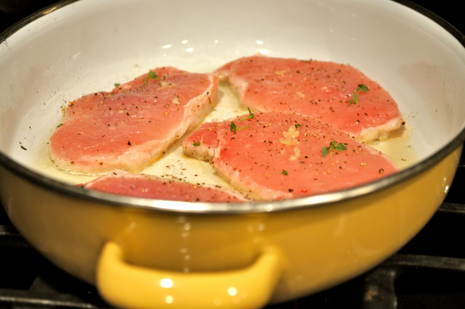 One Classy Dish Pork Loin Chops with Apple Cider & Thyme