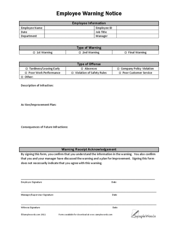write up template for employees