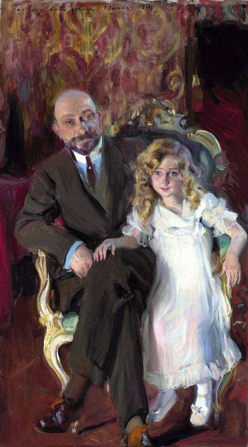 Carlos Urcola Ibarra con su hija Eulalia, Joaquín Sorolla Bastida, Retratos de Joaquín Sorolla, Joaquín Sorolla y Bastida, Joaquín Sorolla, Pintor español, Retratista español, Pintores Valencianos