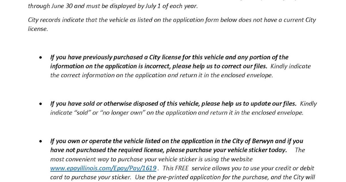 City Of Berwyn Vehicle Sticker at Kristian blog