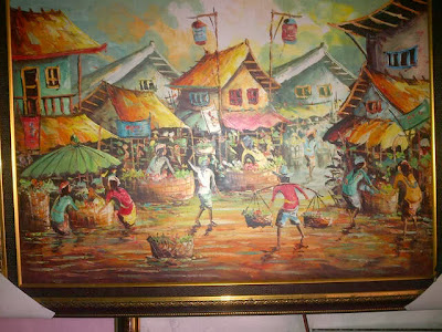 Lukisan Tari Bali dan Pemandangan Pasar