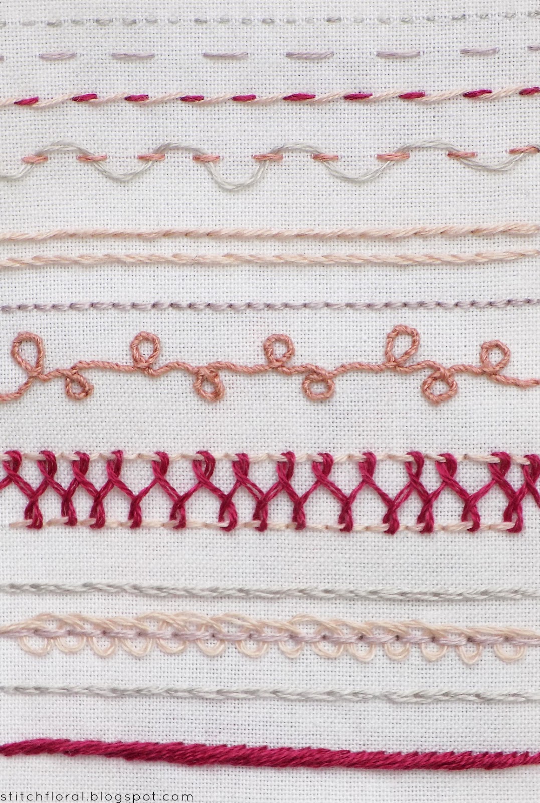 Line stitches and their variations: sampler