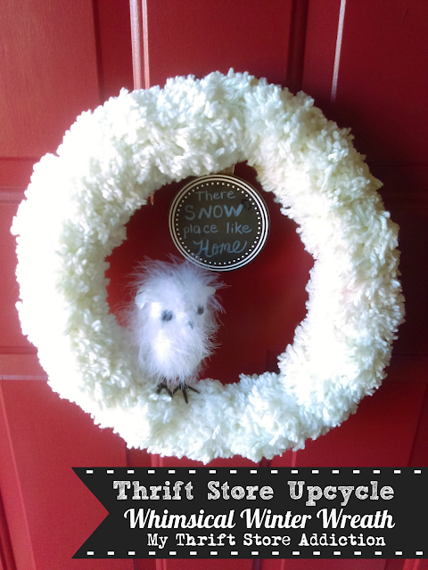 How to upcycle a thrift store find to create a whimsical winter wreath upcycled whimsical winter wreath