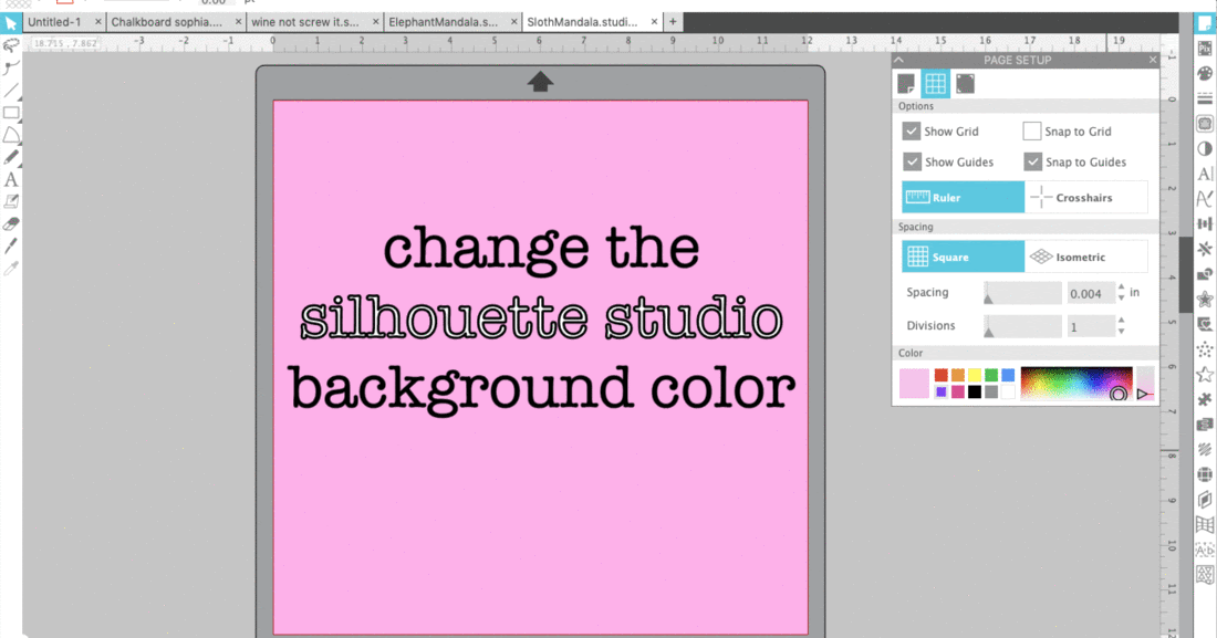 Change the Silhouette Studio Work Area Background Color - Silhouette School