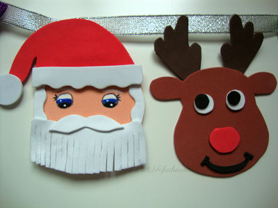 Papá noel y Reno en la guirnalda navideña de Goma eva