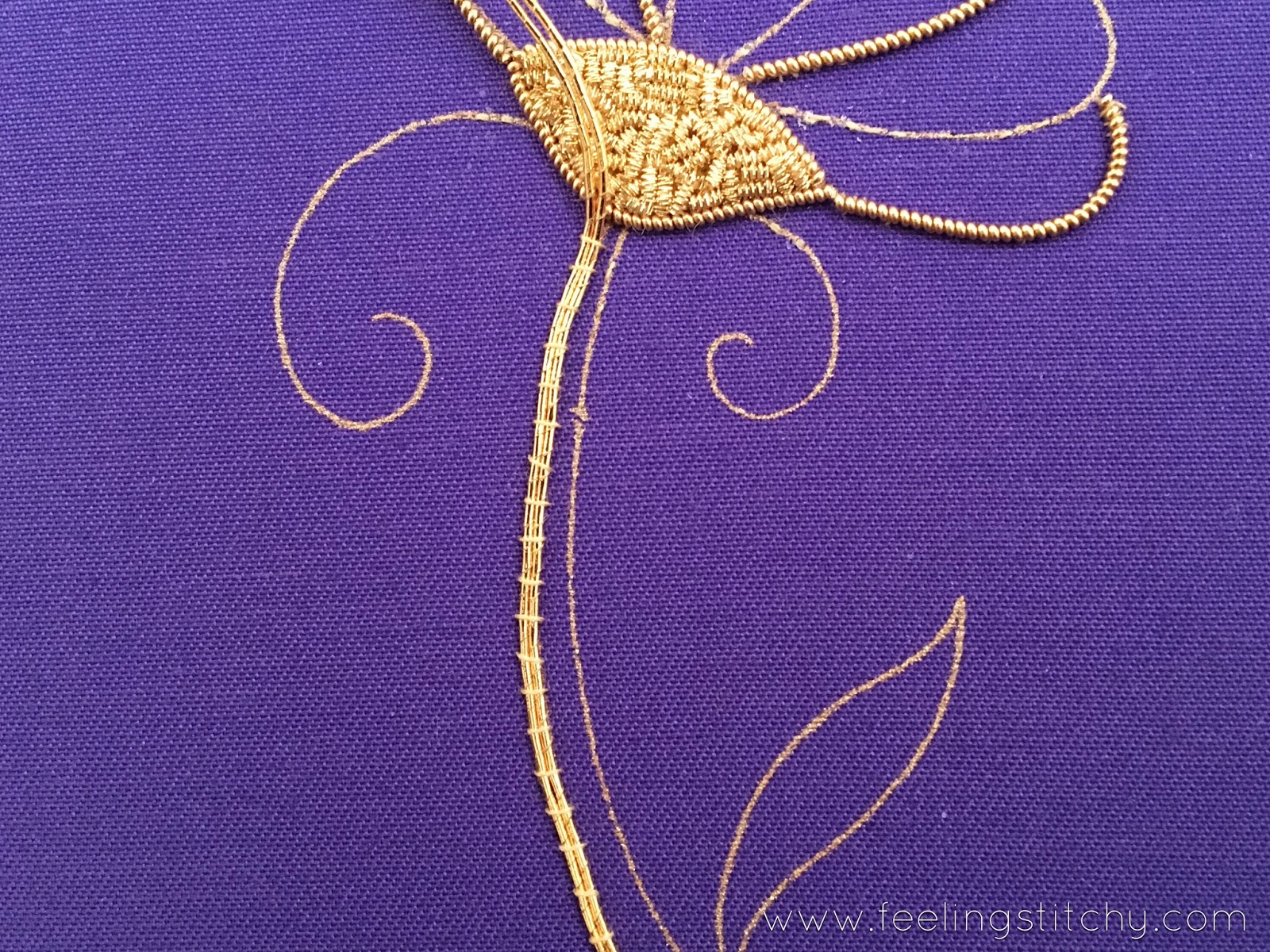 Goldwork Daisy Part 2 by Michelle for Feeling Stitchy