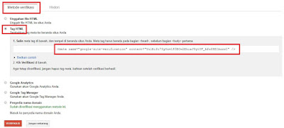 Cara mendaftar dan Verifikasi Blog di Google Webmaster Tools (Search Console) Cara mendaftar dan Verifikasi Blog di Google Webmaster Tools (Search Console)