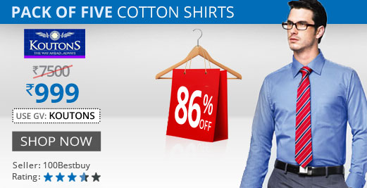 Offers Dhamaal - India: 5 Koutons Shirts @ Rs.999 only