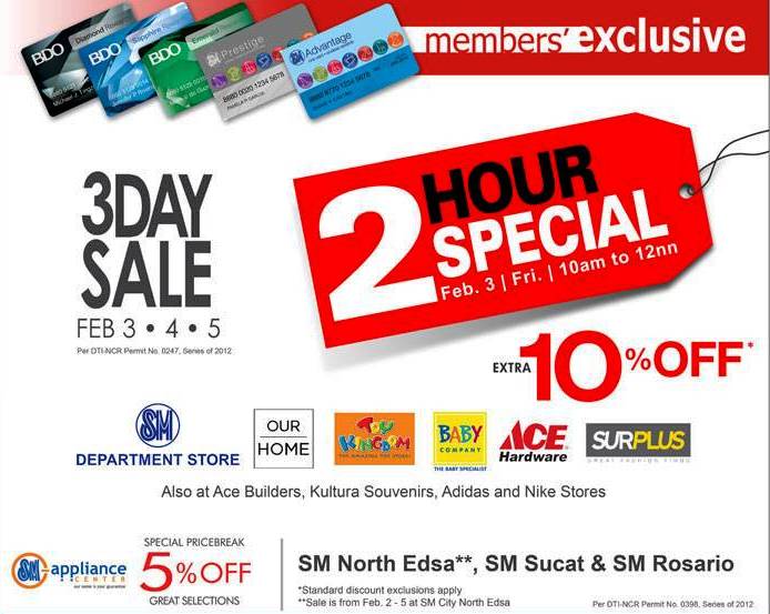 Manila Shopper SM Malls 3Day SALE Feb2012