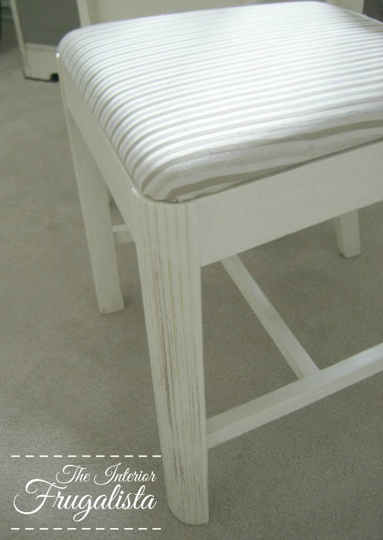 Vintage Dining Chairs reupholstered and painted with a distressed Shabby Chic finish