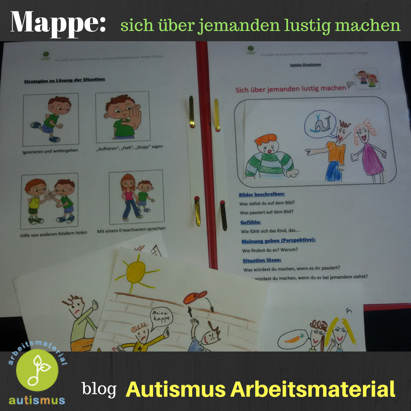 Autismus Arbeitsmaterial Mappe sich über jemanden lustig machen