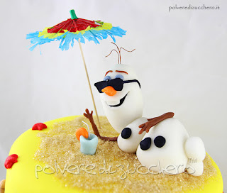 polvere di zucchero cake design olaf in spiaggia frozen pasta di zucchero estate