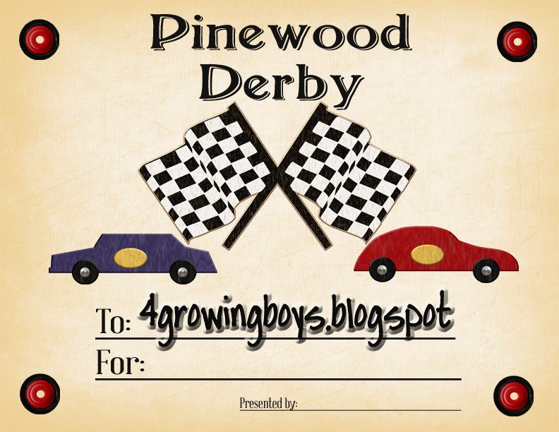 Pinewood Derby Awards Printable