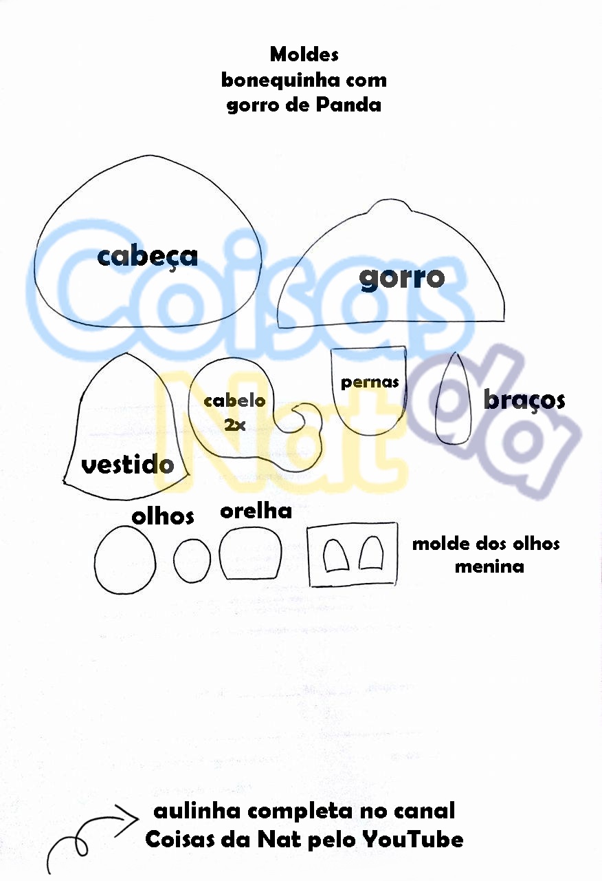 Moldes Avulsos Em E V A E Das Pecas Ensinadas No Canal Coisas Da Nat Pelo Youtube Bem Vindos Molde Menina Com Gorro De Panda Toma 12 rebanadas de pan de molde y aplanalas. molde menina com gorro de panda