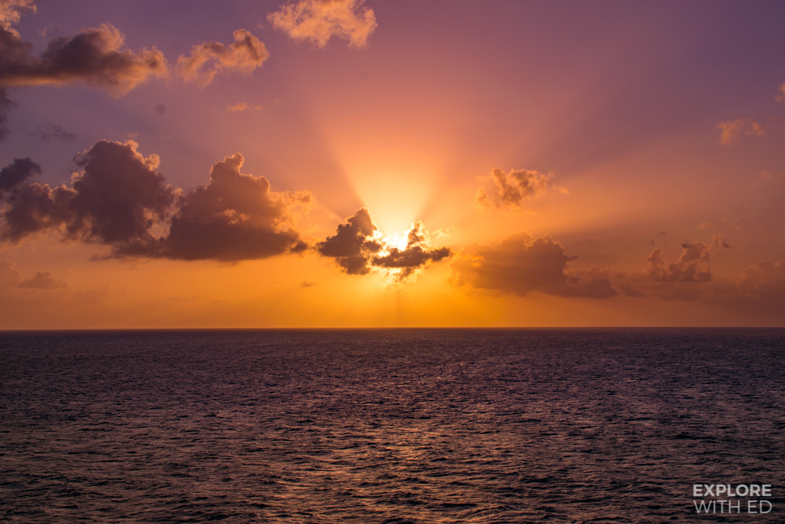 Sunset over the Caribbean Sea onboard a Viking Cruise