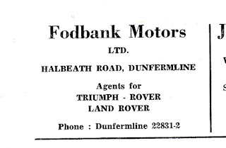 Fodbank Motors Ltd of Dunfirmline advert from 1972