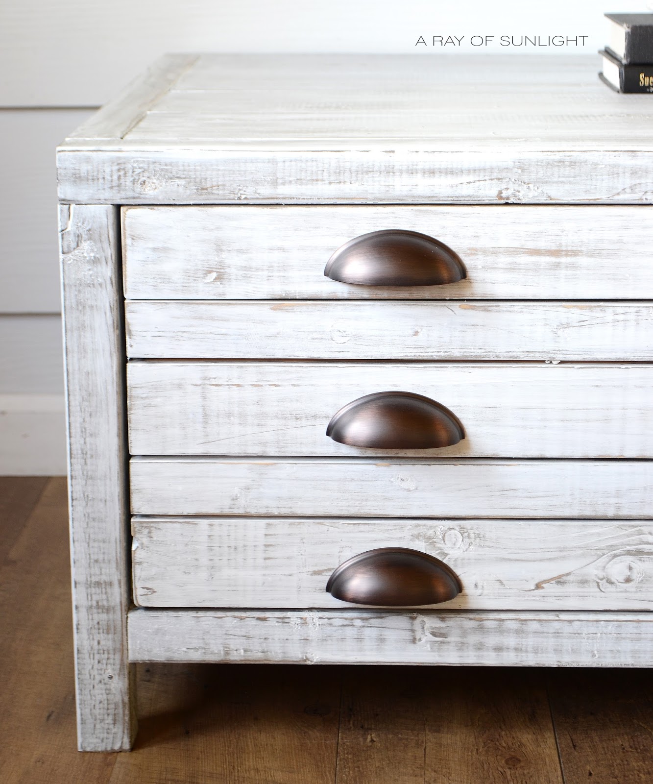 HOW TO build a DIY Coffee Table with a drawer, inspired by Restoration Hardware Printmaker's coffee table for $100! It's the perfect farmhouse table with loads of storage for your living room! A Ray of Sunlight
