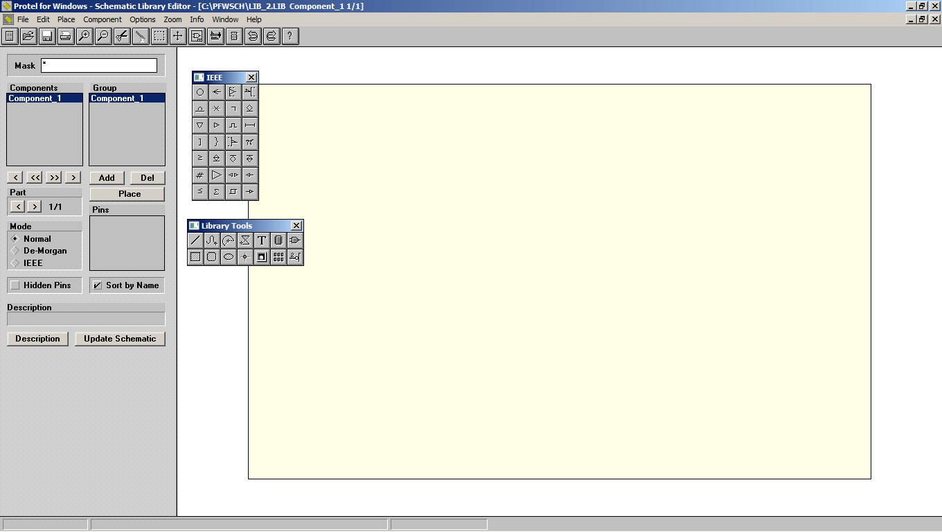 Library editor. Protel.