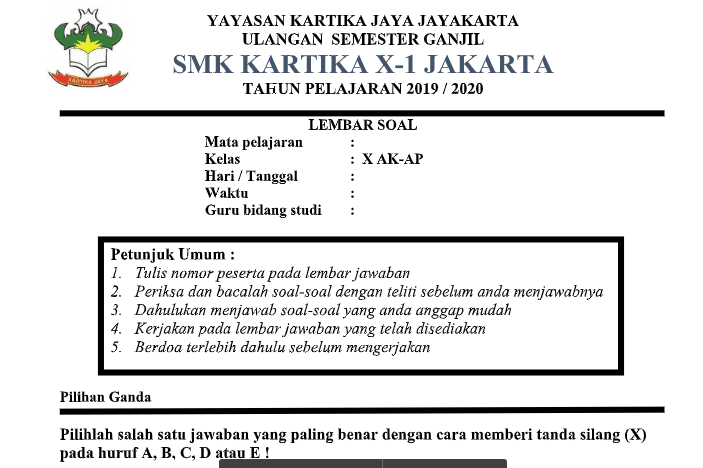 Download Soal KSM MA 2019 Tingkat Kabupaten-kota Plus Kunci Jawabannya [Update]