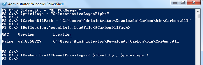 powershell get local user rights assignment