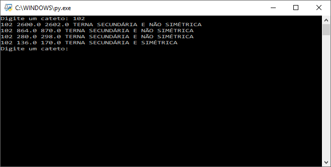 Programa na linguagem Python que calcula e classifica ternos pitagóricos Programa na linguagem Python que calcula e classifica ternos pitagóricos