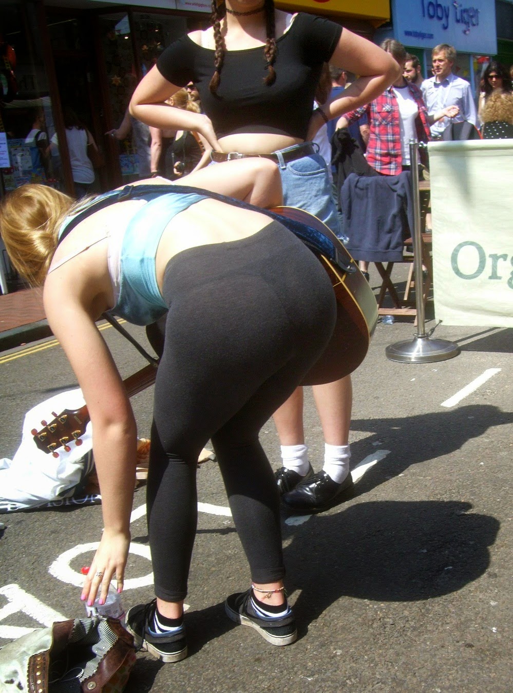 Transparent leggings visible thong young girl.