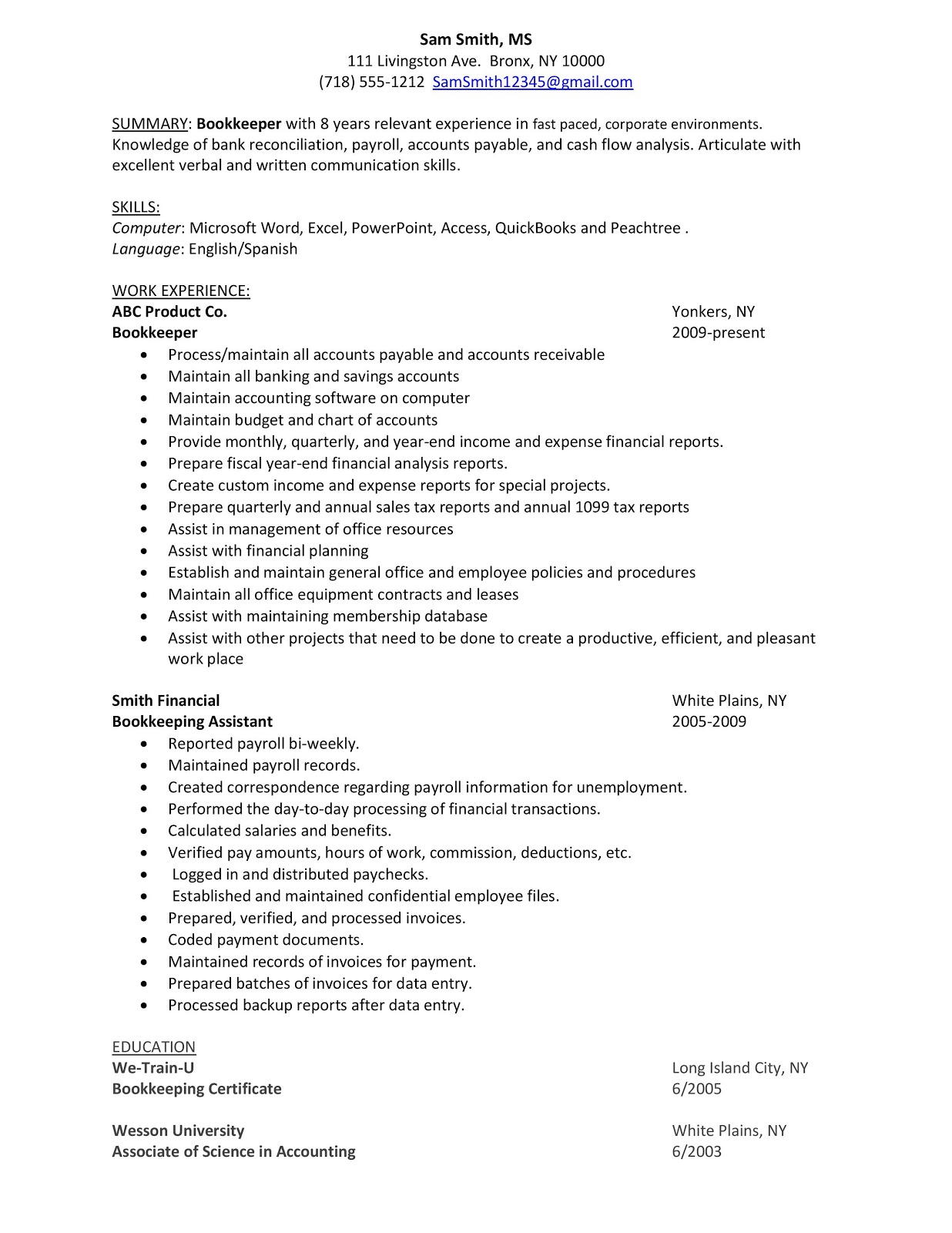 Credit and collection sample resume