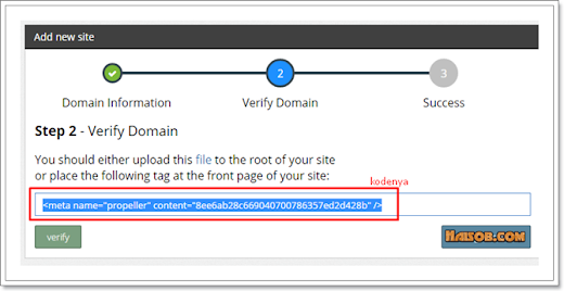 Copy code yang diberikan Cara daftar dan pasang iklan Propeller Ads Media ke Blog 6