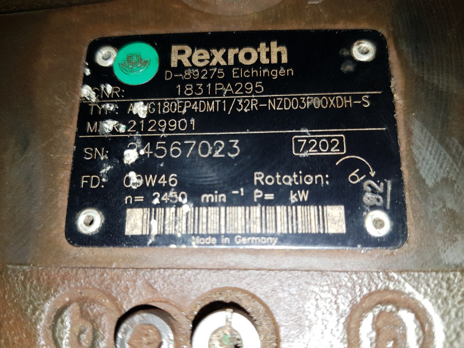 H.F. Hydraulics REXROTH A4VG180 EP4DMT1/32RNZD03