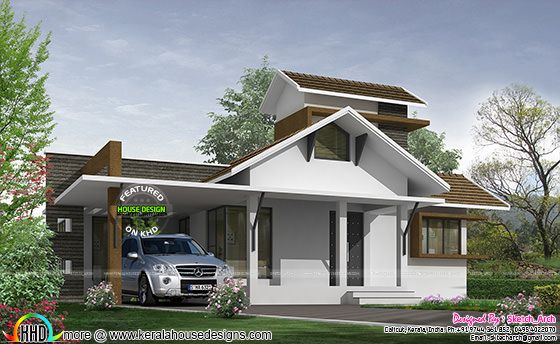 1450 square feet simple slop roof home plan