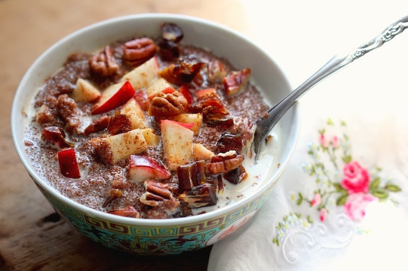 Kitchen by Aubergine Teff Porridge with Pecans, Dates, and