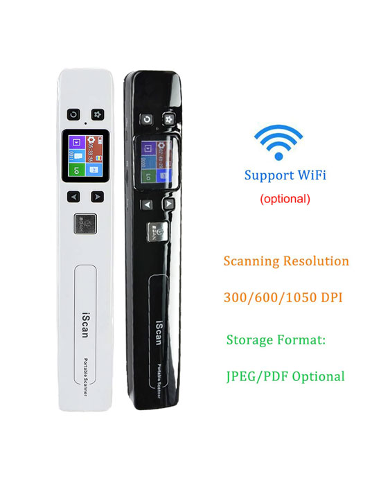 Portable Handheld Wifi Scanner, 300/600/1050 Dpi Document Image
