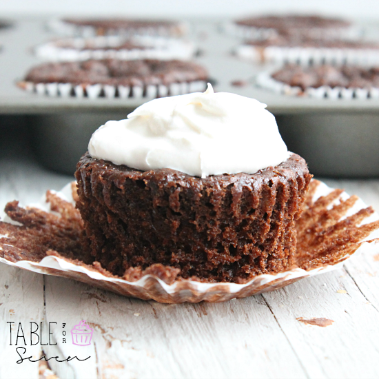 100 Calorie Chocolate Cupcakes • Table for Seven