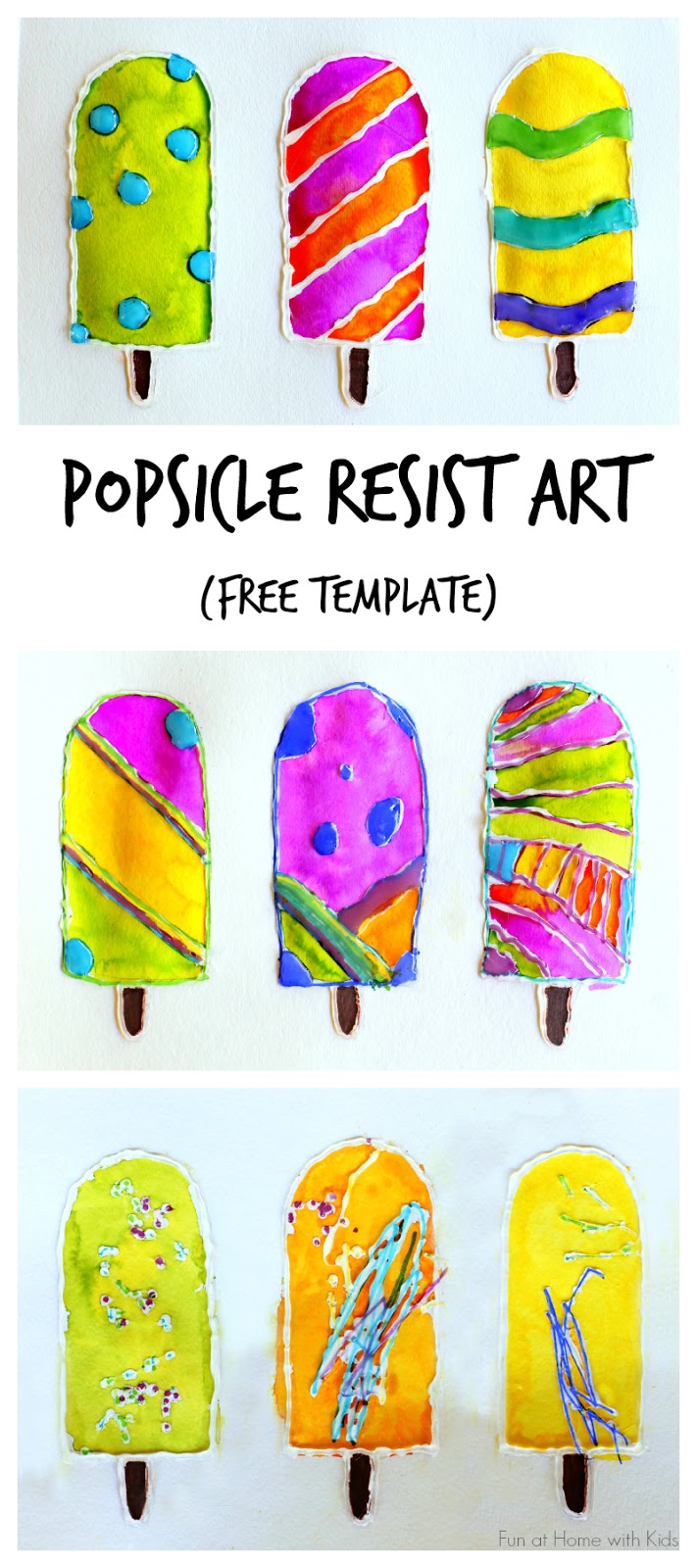 Popsicle Resist Art with Free Popsicle Template