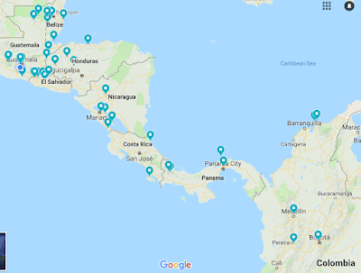 screenshot of Google Map of Central America