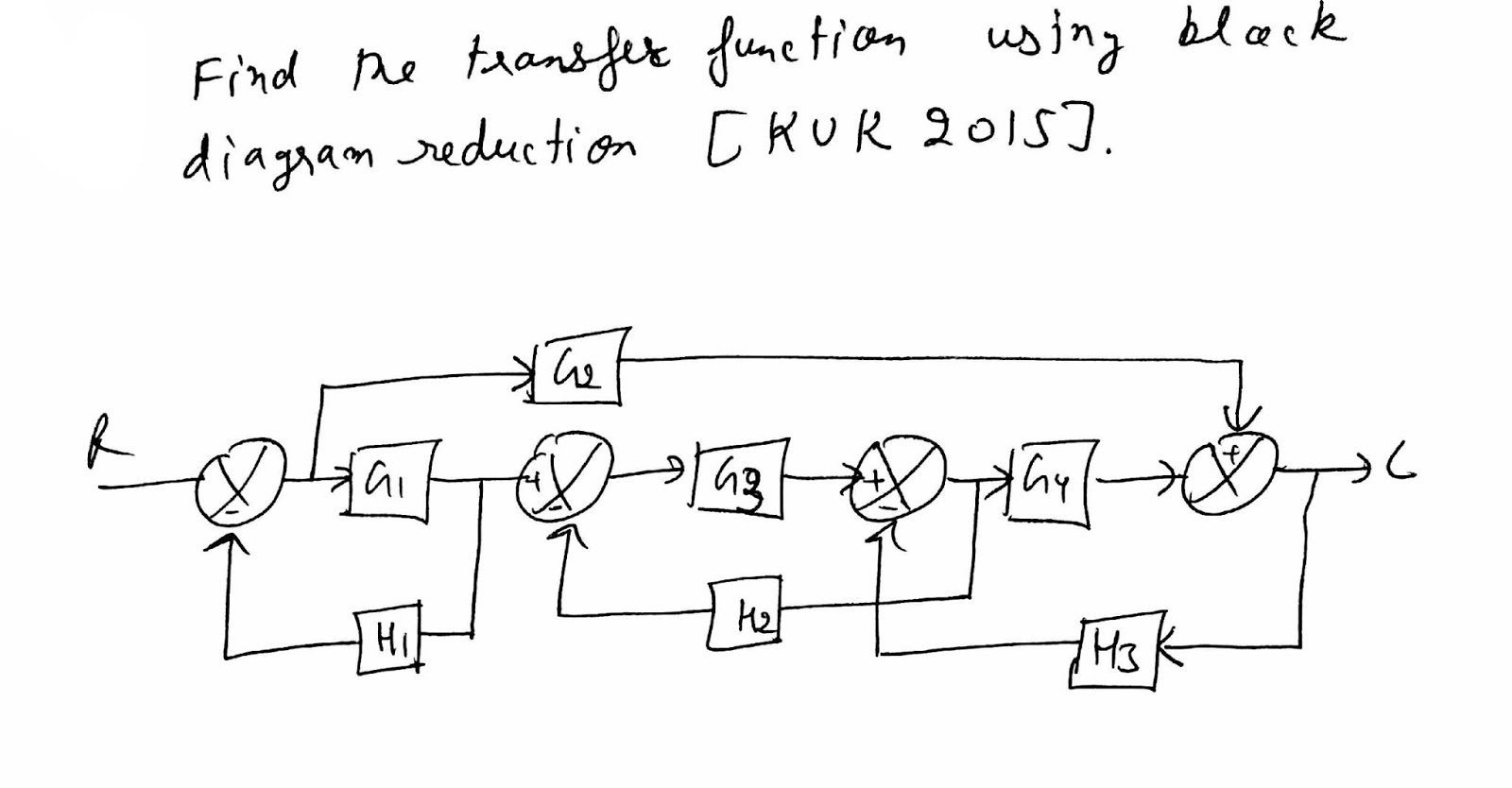 Control System : Block Diagram Reduction Method KUK 2015 Paper Solution