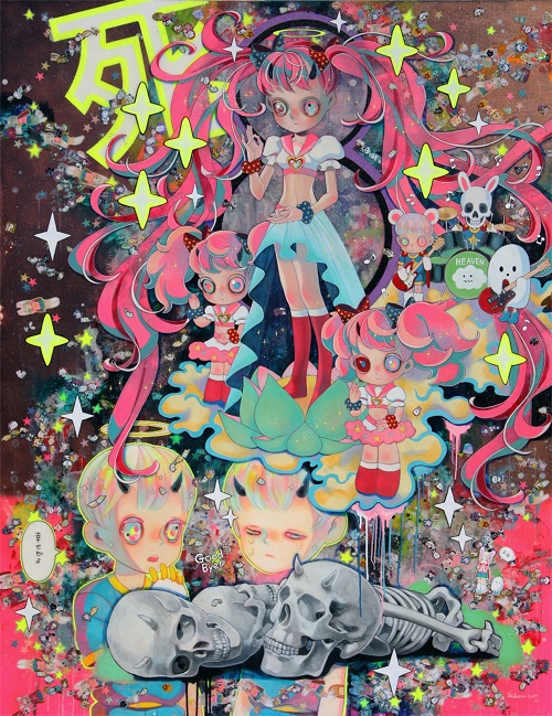 "Neo Raigou-Zu" by Hikari Shimoda | surrealismo pop japones, obras de arte pop contemporaneo, pinturas, pop art pictures inspiration | art selecta obras de arte contemporaneo, pintura, pop art inspiration | "Neo Raigou-Zu" by Hikari Shimoda