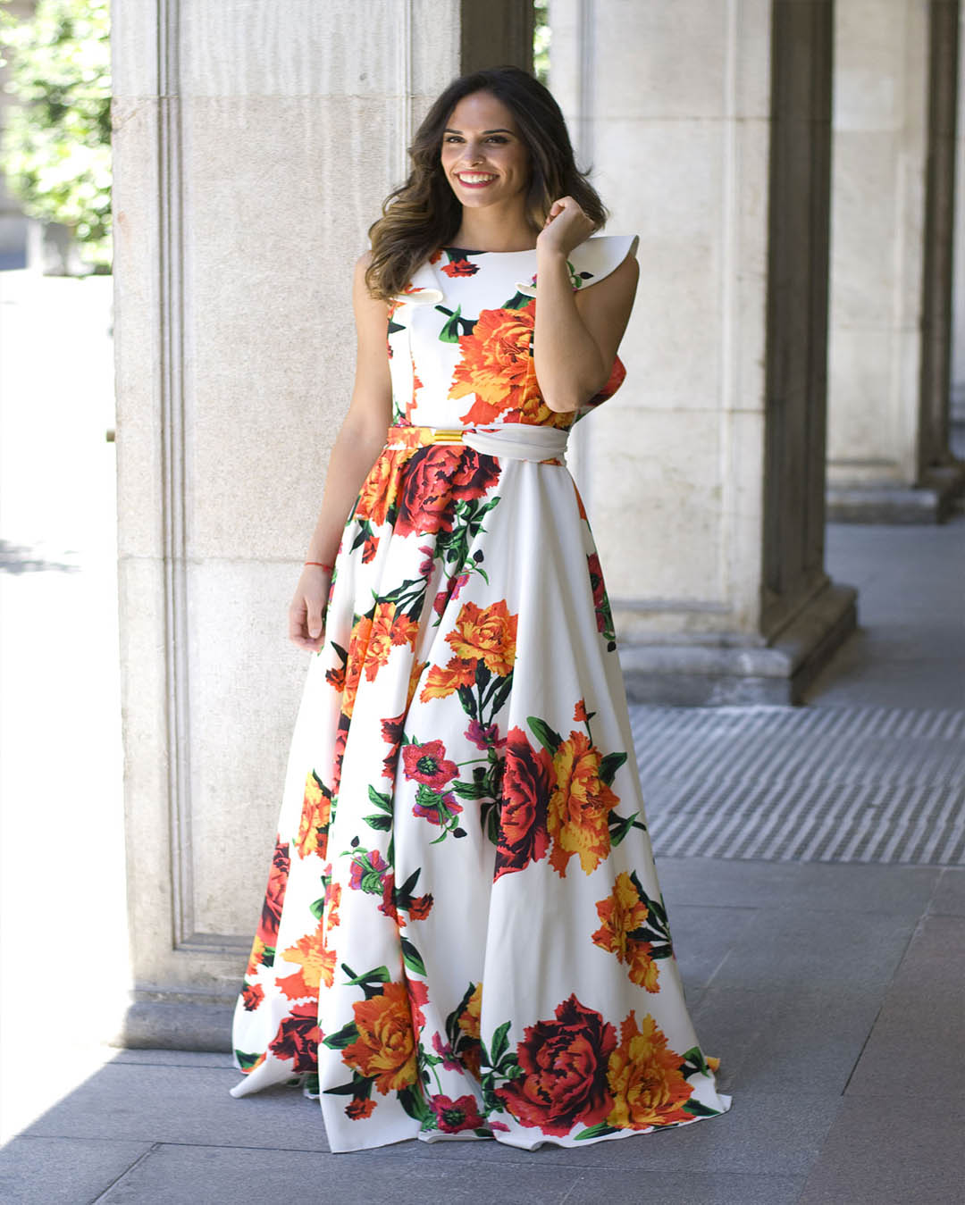 Moda Vestidos Vestidos largos Yessadress Vestido largo estampado floral elegante 