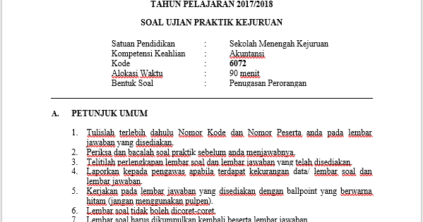 Soal Ukk Akuntansi Tahun Pelajaran 2017 2018 Berdasarkan Kurikulum 2013