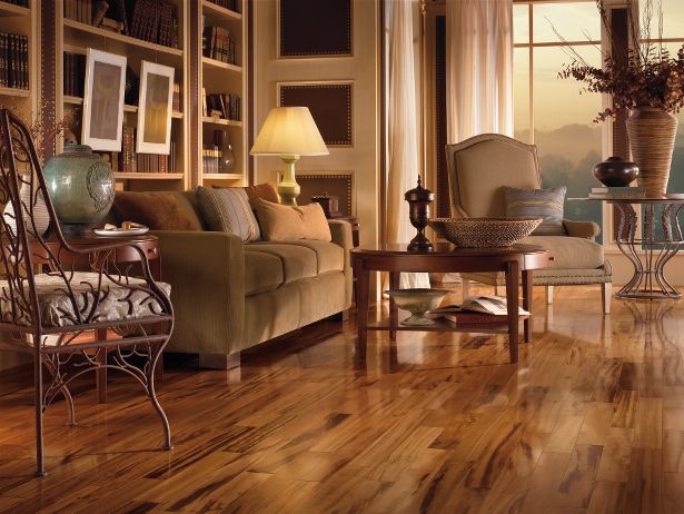 The grain patterns of this hardwood floor add a special feel to the room. 
