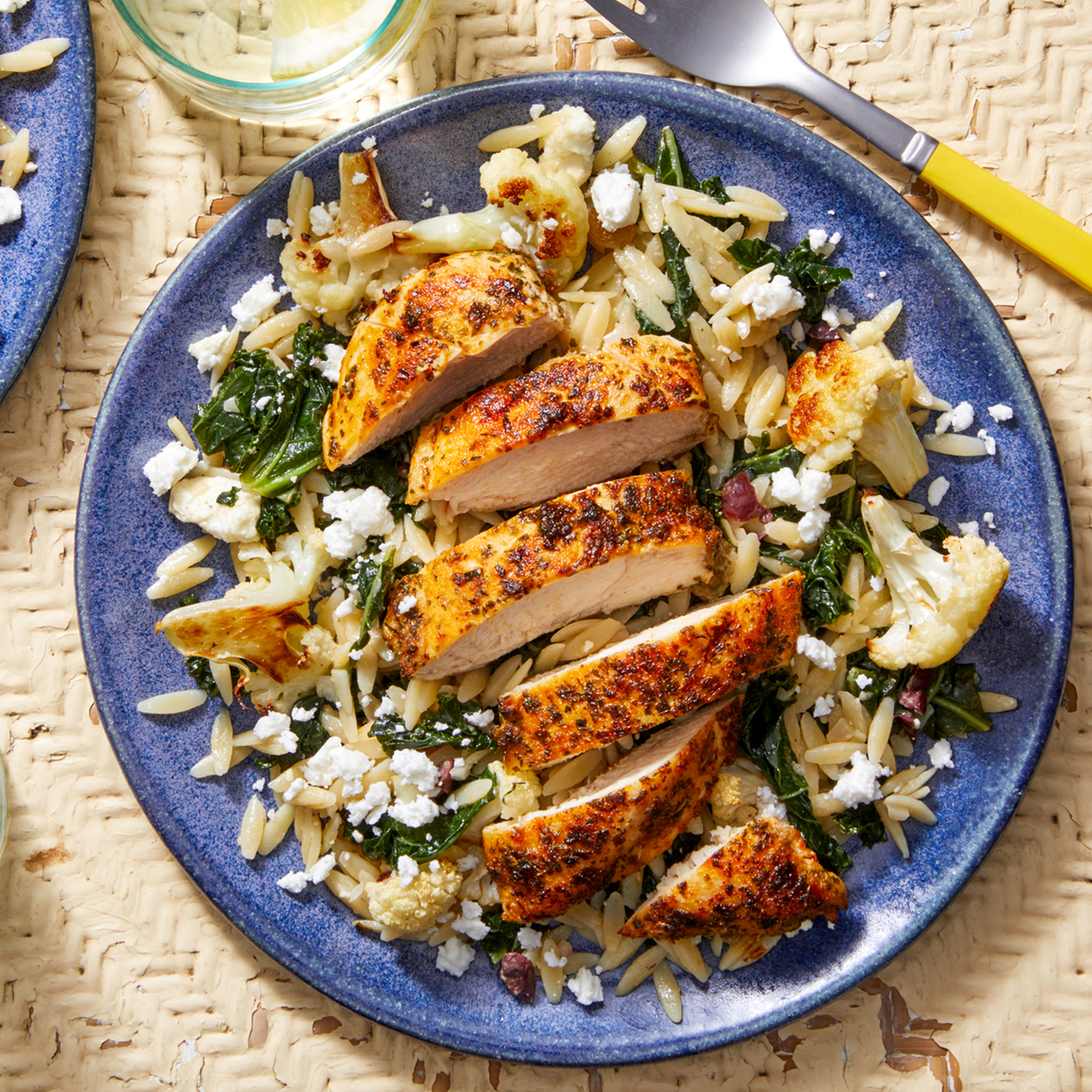 Seared Chicken & Orzo Salad w/ Roasted Cauliflower & Honey Mustard