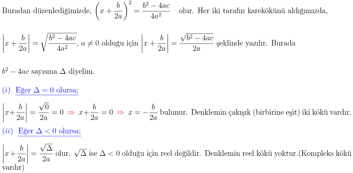 İkinci Dereceden Bir Bilinmeyenli Denklemler