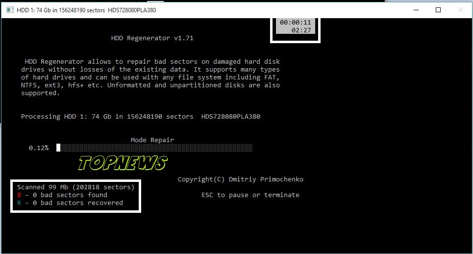 اليرنامج الاقوي في اصلاح الباد سيكتور والديلايز HDD Regenerator