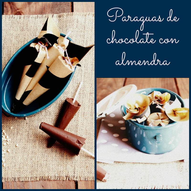 Paraguas de chocolate con almendras mama papillon Paraguas de chocolate con almendras mama papillon
