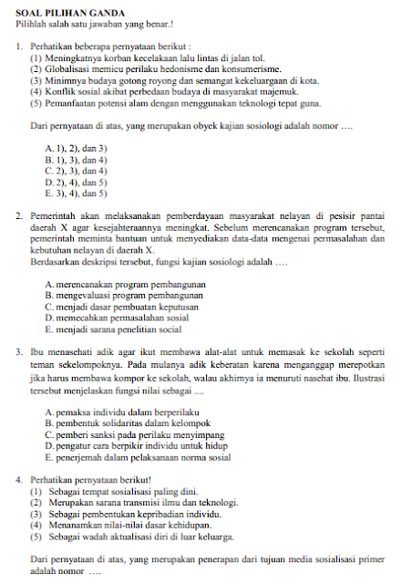 adalah kegiatan pengukuran capaian kompetensi peserta didik yang dilakukan Satuan Pendidik SOAL LATIHAN USBN SOSOLOGI SMA TAHUN 2019/2019