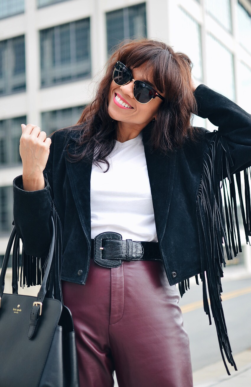 Leather on leather street style 