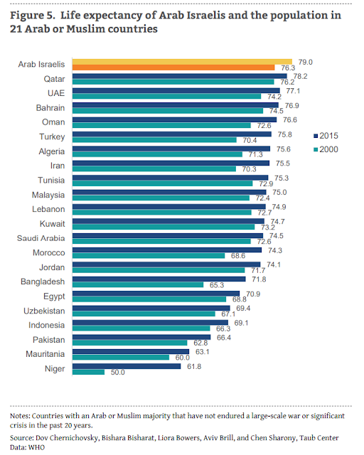 Arabs in Israel have higher life expectancy than in any Arab or Muslim country Taub1