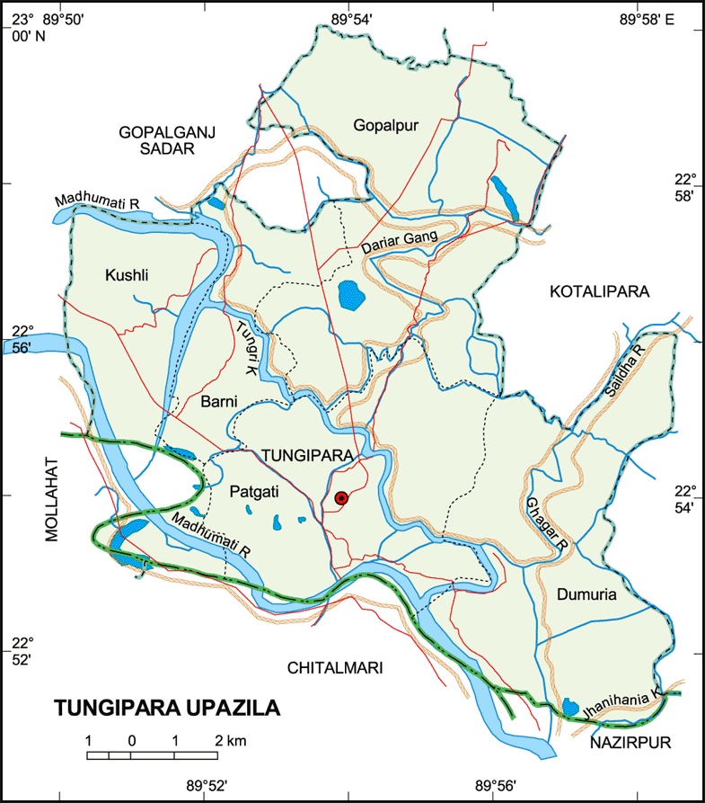 Tungipara Upazila Map Gopalganj District Bangladesh